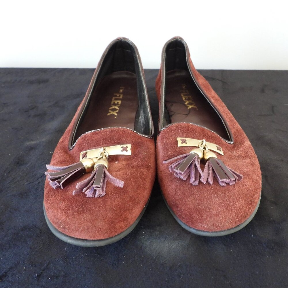 Burgundy Tassel Flats by The Flexx, Sz 6.5